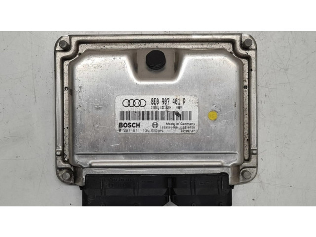 Блок управления двигателя 8E0907401P, 0281011136   Audi A4 S4 B6 8E 8H