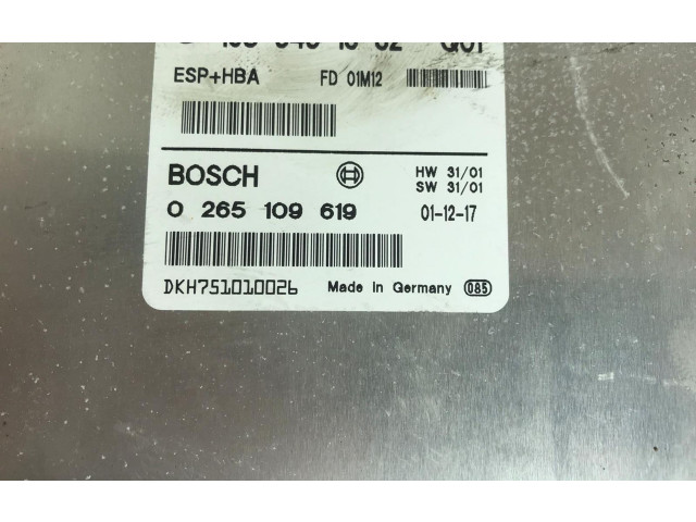 Řídící jednotka 0265109619, 0265109619   Mercedes-Benz A W168 
