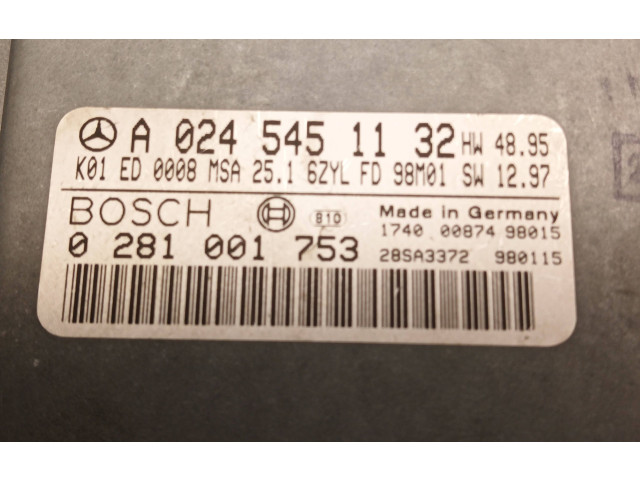 Řídící jednotka A0245451132, 0281001753   Mercedes-Benz E W210 1999