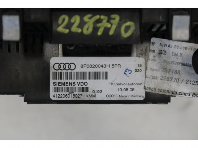 Блок управления климат-контролем    Audi A3 S3 8P