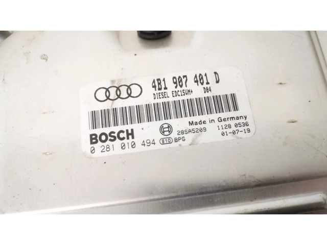 Блок управления двигателя 4b1907401d, 0281010494   Audi A6 S6 C5 4B