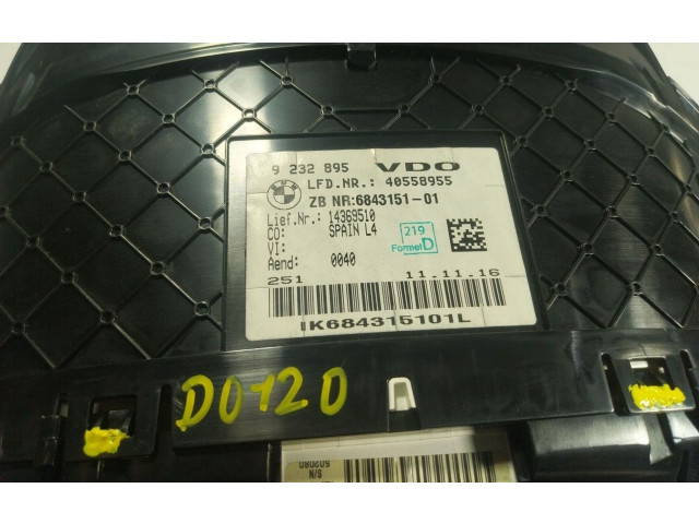 Přístrojová deska  BMW 4 F32 F33 2016 62105A03A40, 9232895  