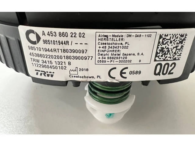 Подушка безопасности водителя A4538602202, 985101944R   Smart ForTwo III C453