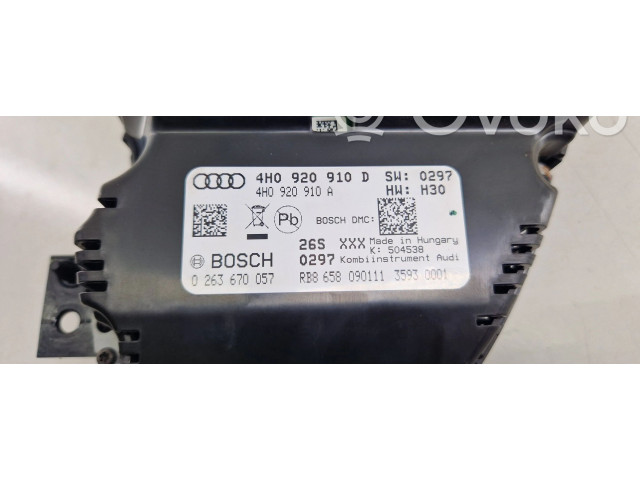 Přístrojová deska  Audi A8 S8 D4 4H 2011 4H0920910D, 0263670057  
