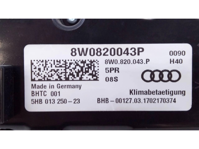 Блок управления климат-контролем 8W0820043AL, E2-A1-25-2   Audi A5 Sportback 8TA
